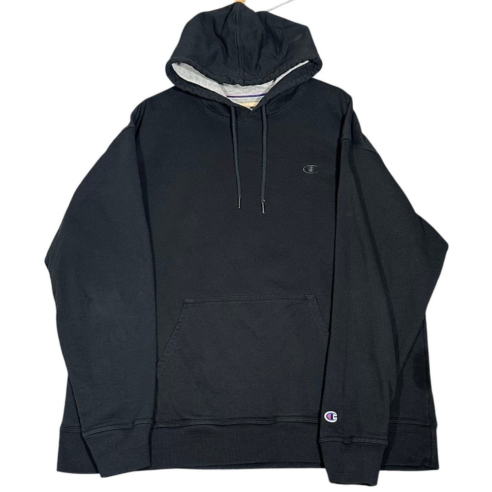 Champion Pullover XXL Hoodie Black Gray Classic C‎ Embroidered Sweatshirt